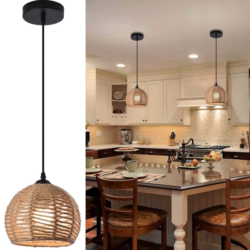 BRAND NEW- AyshwillDec Woven Pendant Light Boho Chandelier Dome Rustic